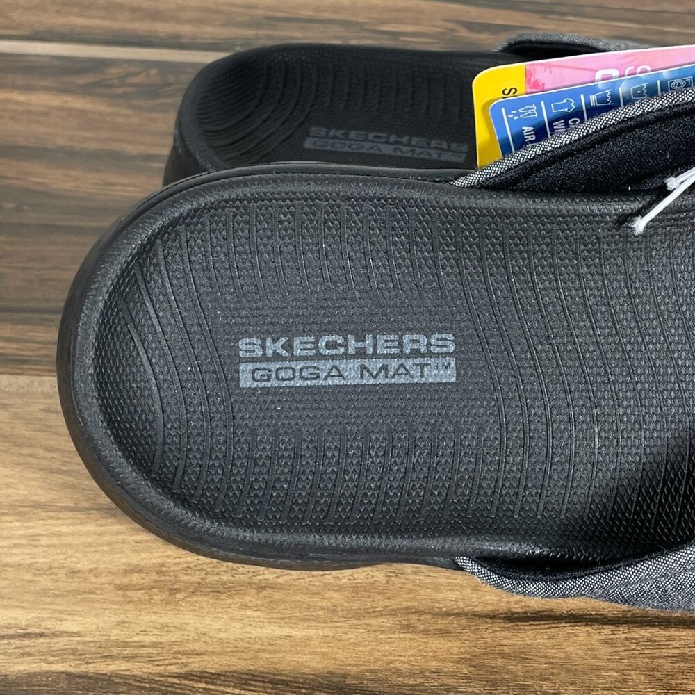 Skechers GOwalk Womens 8 Shoes Black Gray On The Go Thong Flip Flop Sandal NEW - Picture 9 of 10